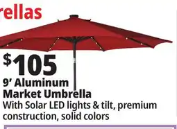 Ocean State Job Lot 9' Aluminum Market Umbrella with Solar LED Lights offer