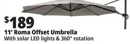 Ocean State Job Lot 11' Roma Offset Patio Umbrella with Solar LED Lights Beige offer