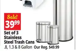 Ocean State Job Lot Set of 3 Stainless Steel Trash Cans offer