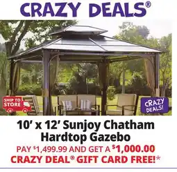 Ocean State Job Lot Sunjoy Chatham 10' x 12' Hardtop Gazebo with Netting offer