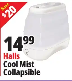 Ocean State Job Lot HALLS Collapsible Cool Mist Humidifier offer