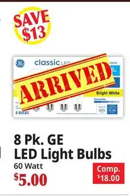 Ocean State Job Lot 8 Pk. GE LED Light Bulbs offer