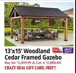 Ocean State Job Lot 13'x15' Woodland lat Cedar Framed Gazebo offer