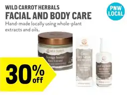 New Seasons Market Wild carrot herbals facial and body care offer