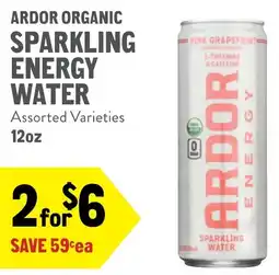 New Seasons Market Ardor organic sparkling energy water offer