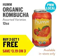 New Seasons Market Humm organic kombucha offer