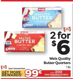 Weis Markets Weis Quality Butter Quarters offer