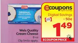 Weis Markets Weis Quality Cream Cheese offer
