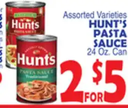 Bravo Supermarkets HUNT'S PASTA SAUCE offer