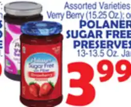 Bravo Supermarkets POLANER SUGAR FREE PRESERVES offer