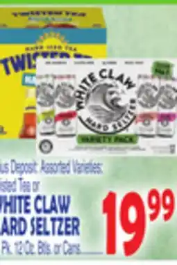 Bravo Supermarkets WHITE CLAW HARD SELTZER, 12 Oz. Btls. or Cans offer
