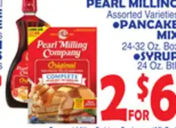 Bravo Supermarkets PEARL MILLING PANCAKE MIX 24-32 Oz. Box, SYRUP 24 Oz. Btl offer