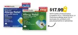 CVS CVS Brand adult Loratadine 45 ct., Cetirizine 60 ct. or Fluticasone allergy spray 144 ct offer