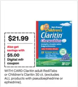 CVS Claritin adult RediTabs or Children's Claritin 30 ct offer
