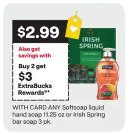 CVS ANY Softsoap liquid hand soap 11.25 oz or Irish Spring bar soap 3 pk offer