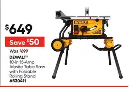 Lowe's 10-in 15-Amp Jobsite Table Saw with Foldable Rolling Stand offer