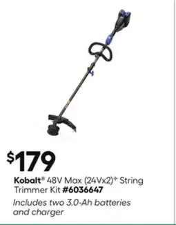 Lowe's 48V Max (24Vx2)✧ String Trimmer Kit offer