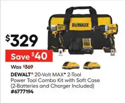 Lowe's 20-Volt MAX♦ 2-Tool Power Tool Combo Kit with Soft Case offer