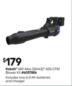 Lowe's 48V Max (24Vx2)B 600-CFM Blower Kit offer