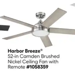 Lowe's 52-in Camden Brushed Nickel Ceiling Fan with Remote offer