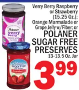 C Town POLANER SUGAR FREE PRESERVES 13-13.5 Oz. Jar offer