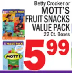 C Town Betty Crocker or MOTT'S FRUIT SNACKS VALUE PACK offer