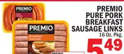 C Town PREMIO PURE PORK BREAKFAST SAUSAGE LINKS offer