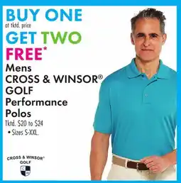 Boscov's Mens CROSS & WINSOR GOLF Performance Polos offer