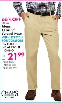 Boscov's Mens CHAPS Casual Pants WITH STRETCH FOR COMFORT offer