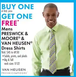 Boscov's Mens PRESWICK & MOORE & VAN HEUSEN Dress Shirts offer