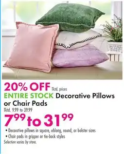 Boscov's Decorative Pillows or Chair Pads offer
