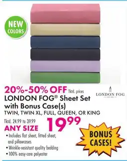 Boscov's LONDON FOG Sheet Set with Bonus Case(s) offer