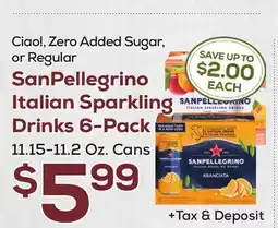 DeCicco & Sons SanPellegrino Italian Sparkling Drinks 6-Pack 11.15-11.2 oz.cans offer
