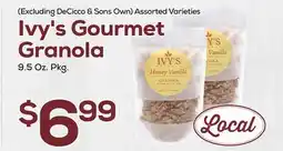 DeCicco & Sons Ivy's Gourmet Granola 9.5 oz.pkg offer