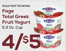 DeCicco & Sons Fage Total Greek Fruit Yogurt 5.3 Oz. Cup offer