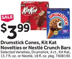 Stop&Shop Drumstick Cones, Kit Kat Novelties or Nestlé Crunch Bars offer