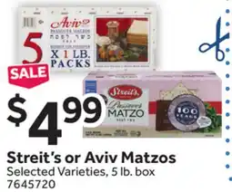 Stop&Shop Streit's or Aviv Matzos offer