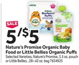 Stop&Shop Nature's Promise Organic Baby Food or Little Bellies Organic Puffs offer