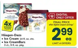 ACME Häagen-Dazs Ice Cream 14 fl. oz. ctn., Ice CreamBars 3 ct., 9 fl. oz. pkg offer