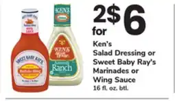 ACME Ken's Salad Dressing or Sweet Baby Ray's Marinades or Wing Sauce offer