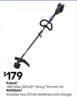 Lowe's 48V Max (24Vx2)B String Trimmer Kit offer