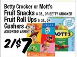 Western Beef Betty Crocker or Mott's Fruit Snacks 8 OZ., Fruit Roll Ups 5 OZ., or Gushers 4.8 OZ offer