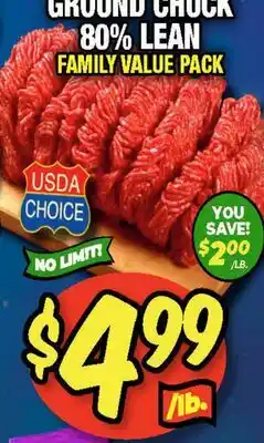 Western Beef GROUND CHUCK 80% LEAN FAMILY VALUE PACK offer