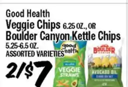 Western Beef Good Health Veggie Chips 6.25 OZ., OR Boulder Canyon Kettle Chips 5.25-6.5 OZ offer