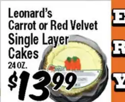 Western Beef Leonard's Carrot or Red Velvet Single Layer Cakes offer