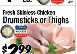 Western Beef Fresh Skinless Chicken Drumsticks or Thighs offer