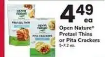 Safeway Open Nature Pretzel Thins or Pita Crackers offer