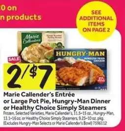 Stop&Shop Marie Callender's Entrée or Large Pot Pie, Hungry-Man Dinner or Healthy Choice Simply Steamers offer