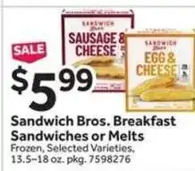 Stop&Shop Sandwich Bros. Breakfast Sandwiches or Melts offer