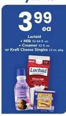 Safeway Lactaid Milk or Creamer or Kraft Cheese Singles offer